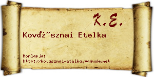 Kovásznai Etelka névjegykártya